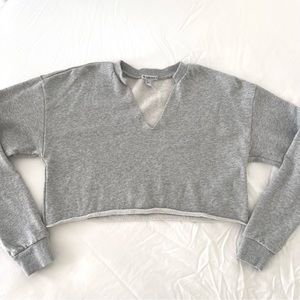 Forever 21 Cropped Cutoff Grey Active Sweatshirt Medium